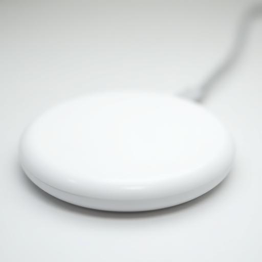 Elegant white wireless charging pad.
